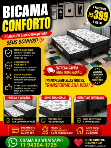 Cama box solteiro c/ auxiliar (Bicama) conforto e entrega imediata !!