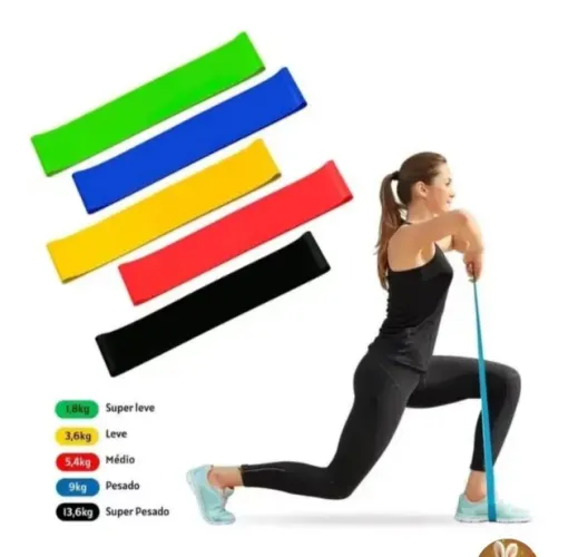 Kit 5 faixas elástica qualidade e eficácia para exercícios 