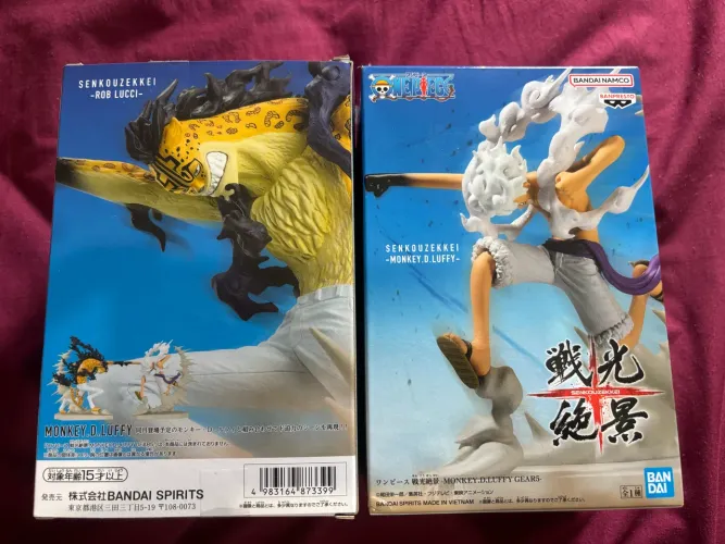 Conjunto de bonecos One Piece Gear 5 Luffy Nika vs Rob Lucci Banpresto Japão