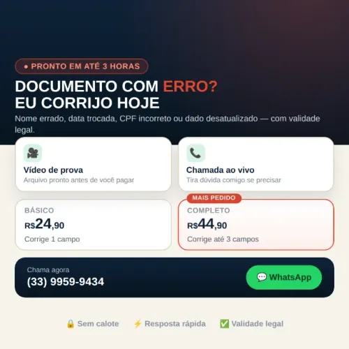 Documento com Erro? Eu Corrijo Hoje - Vídeo de Prova