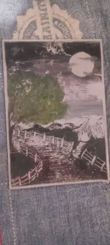 Quadro Pintado em cerâmica Artesanal a tintas.