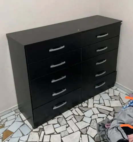 Cômoda preta 10 gavetas