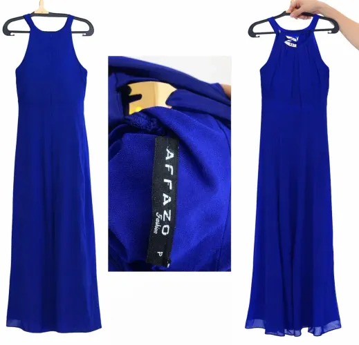 Vestido de festa longo chiffon azul royal