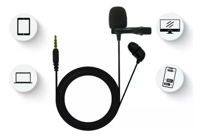 Microfone Lapela Com Fone Ouvido Jbl Cslm20 Cabo 2m Celular Cor Preto