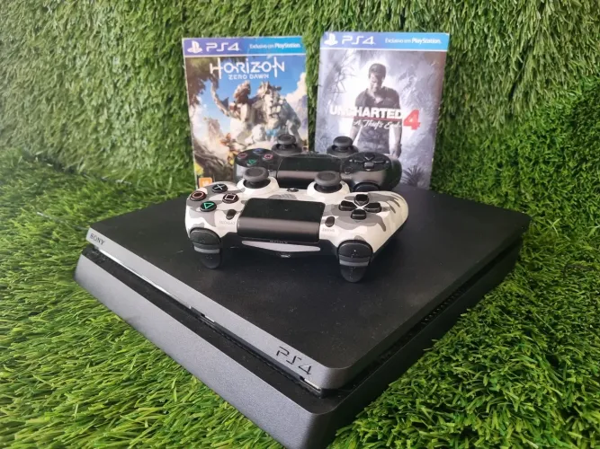Ps4 Slim 500 gb + 2 Controles + 2 Jogos + 3 meses de garantia 