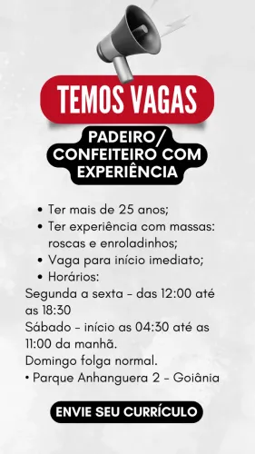VAGA IMEDIATA PARA PADEIRO 