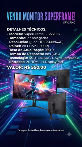 Monitor Gamer Superframe Precision 27" QHD 180Hz Curvo - SFV2701G (Na Caixa)