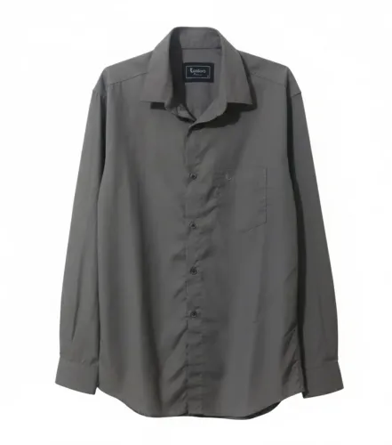Brechó: Camisa Social Manga Longa Cinza Chumbo