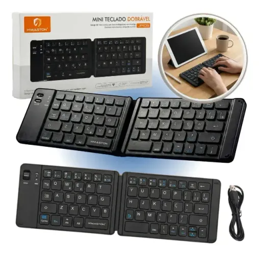 Teclado Bluetooth Dobrável Hmaston Jp106 Slim Portátil Ios