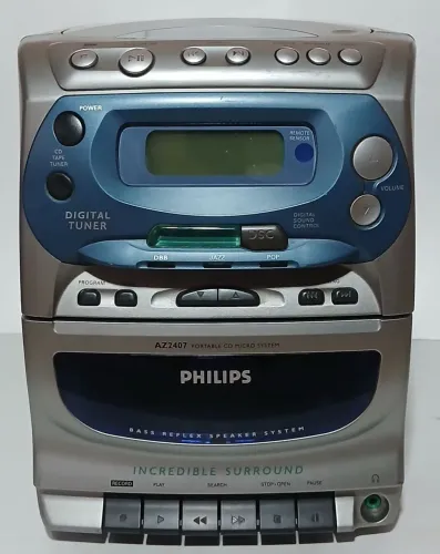 Micro System Philips AZ2407 - No estado, precisa de revisão