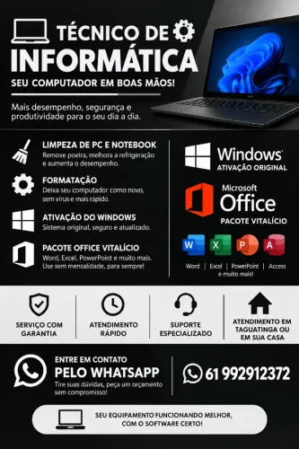 Técnico de Informática |Limpeza, Formatação, Windows e Office