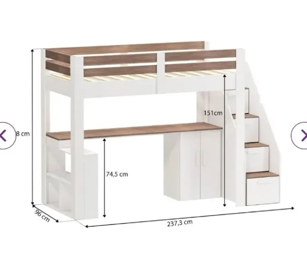 Cama suspensa + escrivaninha
