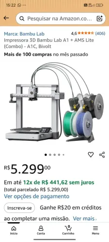 Impressora 3D bambu lab a1 + ams