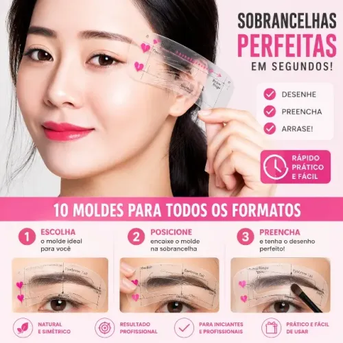  Molde De Sobrancelha Reutilizável Kit Com 10 Formatos Diferentes