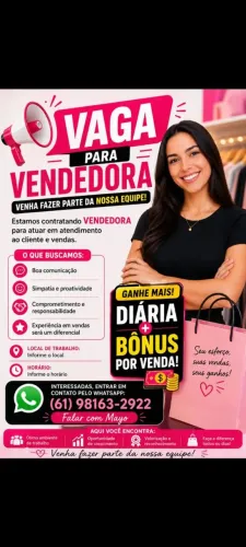 PRECISO DE DUAS VENDEDORAS OU VENDEDORES