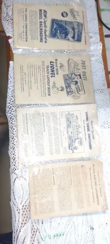 4 MANUAIS ORIGINAIS LIONEL TRENS ELÉTRICOS ? ANOS 1950
