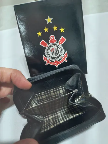 Porta Moedas e Notas em Couro Corinthians