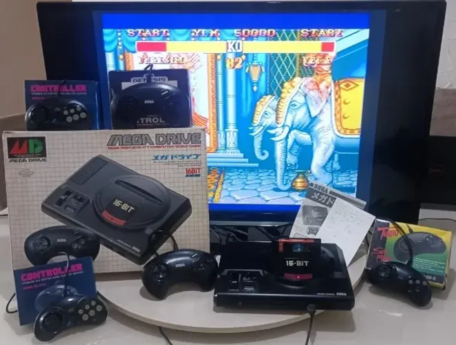 Mega Drive Japonês Original SEGA HAA-2510 + Caixa + EverDrive V3 KRIKzz