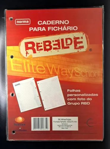 Refil para fichário Rebelde RBD - 96 folhas 