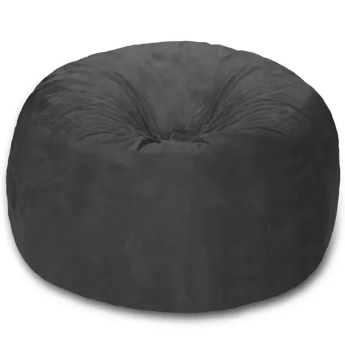 Puff Redondo 80x20 Em Suede Cinza Com Enchimento 