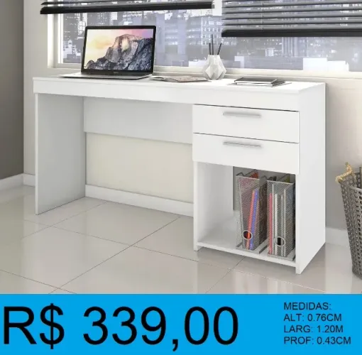 ESCRIVANINHA - COM 2 GAVETAS - DISPONIVEL EM 2 CORES = PRONTA ENTREGA