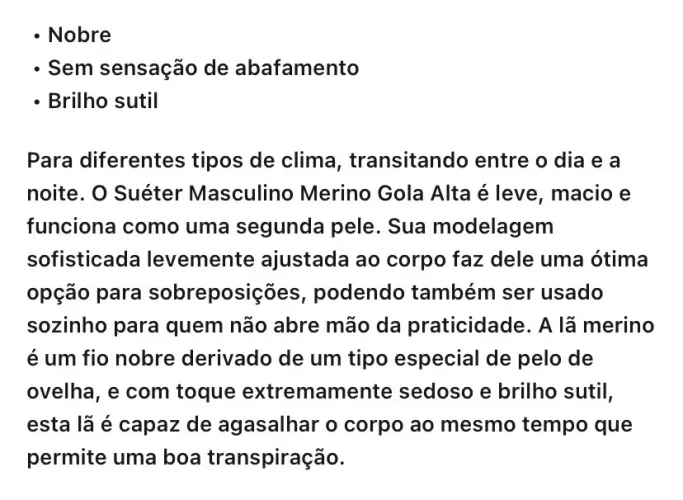 Suéter lã Merino gola alta preto