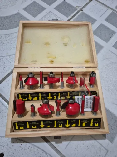 Jogo de Fresas Vermelhas 6mm com 12 Peças para Madeira FORTGPRO-FG9020