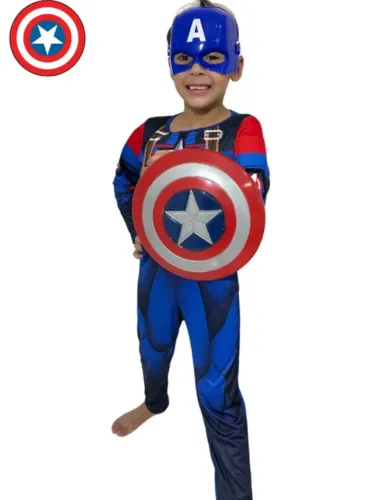 Fantasia Capitão América infantil de 2 a 6 anoss