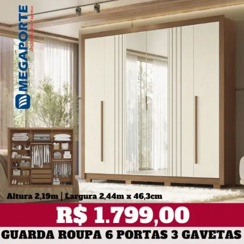 Guarda Roupa Casal 3 Gavetas com Espelho (NOVO) Entrega Grátis!