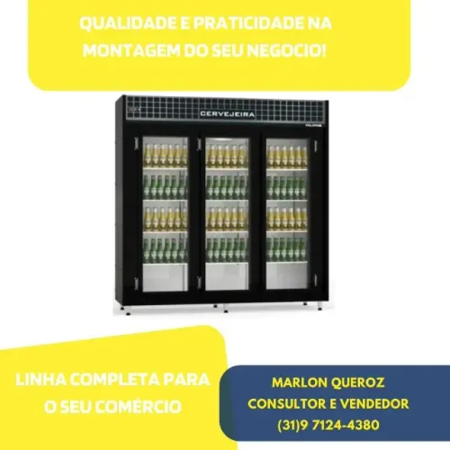 Cervejeira 3 Portas de Vidro Preta Polo Frio 220V