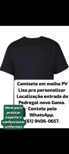Camiseta preta 100% poliéster e regata dri-fit.