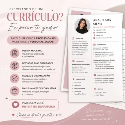 Faço currículo profissional 12,00