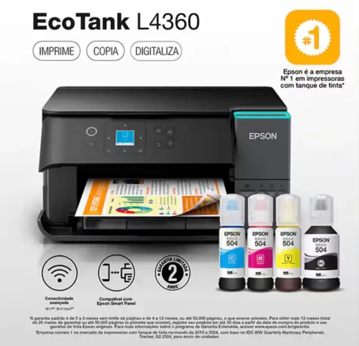 Impressora Multifuncional Tanque de Tinta Ecotank L4360 NOVA