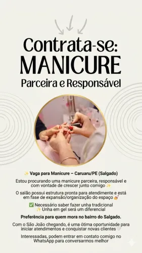 Vaga para Manicure Caruaru (Salgado)