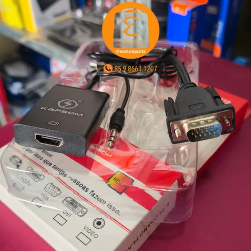 Cabo Adaptador, Conversor VGA para HDMI (Transmitir vídeo em tela / monitor HDMI)