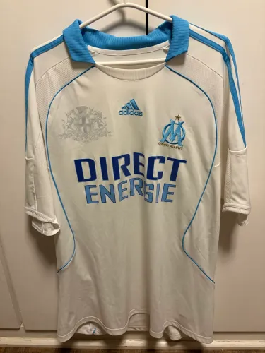 camisa titular da Adidas do Olympique de Marseille da temporada 2008-2009, tamanho GG