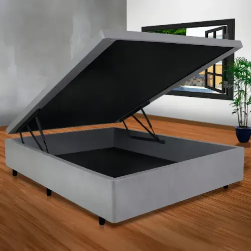 Cama Base Box Baú Viúva Prata