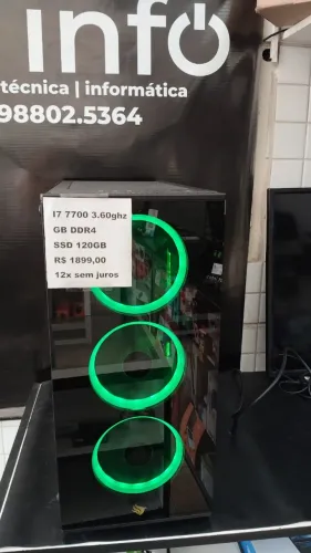 Computador i7 7700 8GB DDR4 SSD120 Fonte 500 Corsair Water cooler Corsair