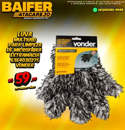 Luva Multiuso Para Limpeza de Microfibra Extramacia 6364030275 Vonder