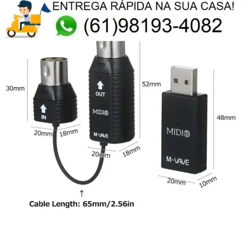 Adaptador Midi Sem Fio M-vave Din 5 Pinos Ms1(NOVO)