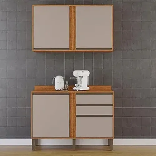 Kit Cozinha Balcão e Aéreo Pérola 2 Portas - Entrega/Montagem Grátis Fortaleza