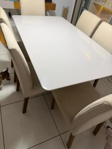 Mesa de jantar MDF/Vidro com 6 cadeiras