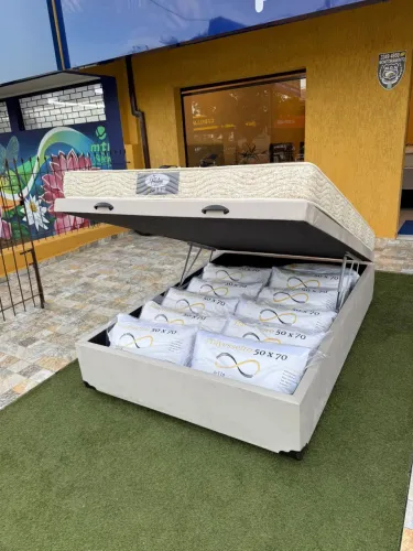 Cama Casal BAÚ COM COLCHÃO CASAL D33 NOVO - Entrego!
