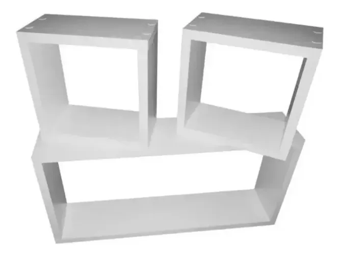 Kit 3 Nichos MDF Branco 50x25 e 20x20 | Prateleira Decorativa de Parede Para Sala Quarto