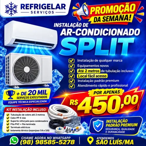 Instalação de Ar Condicionado Novo com Todos os Materiais Inclusos