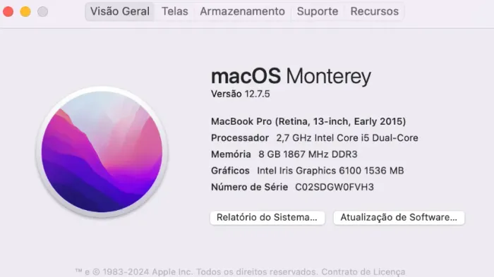 Macbook Pro Tela Retina, 13 polegadas (early 2015) i5 8GB de RAM