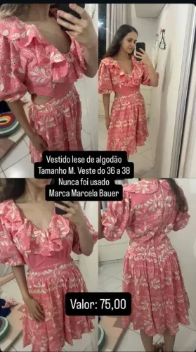 Vestido lese de Algodão tamanho M