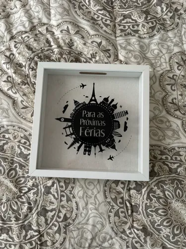 Quadro madeira e vidro porta dinheiro - Art Frame