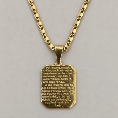 Corrente estilo Piastrine 60 cm banhada em ouro 18k + pingente