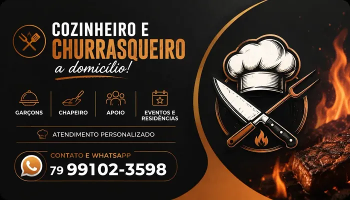 Churrasqueiro e cozinheiro disponível